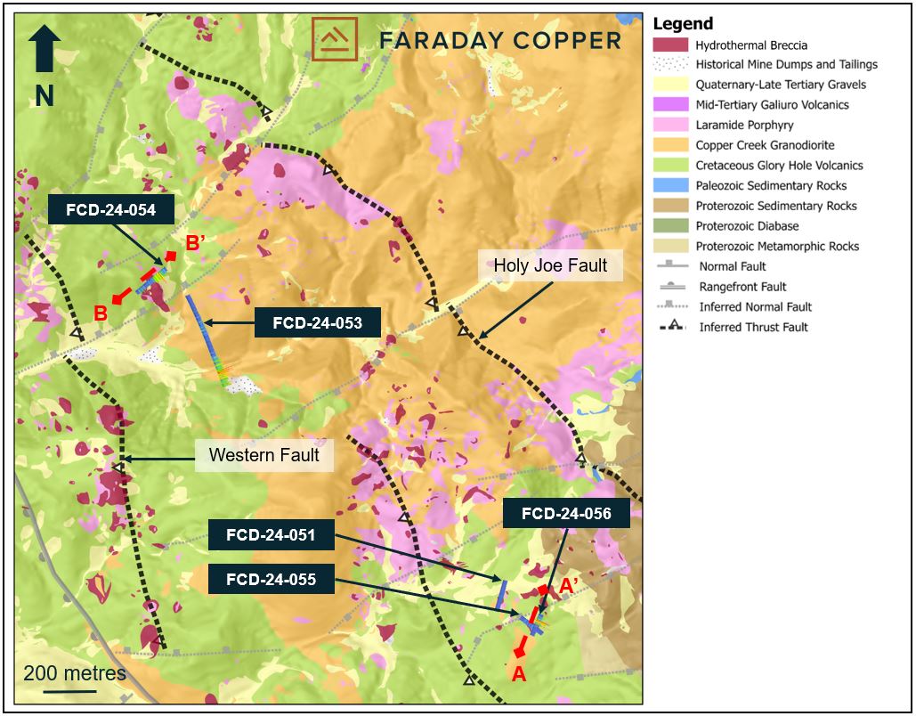 Figure 1: Plan View Showing Surface Geology and Location of Drill Holes