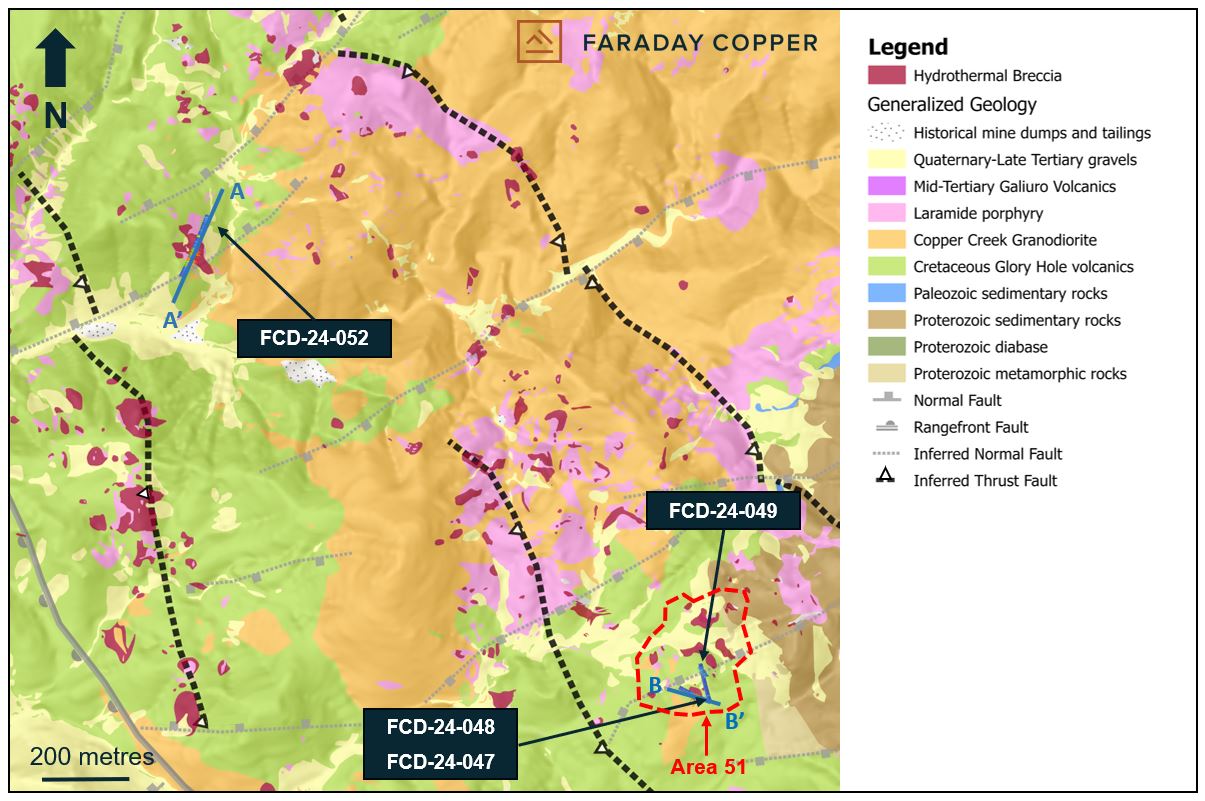 Figure 1: Plan View Showing Surface Geology and Location of Drill Holes