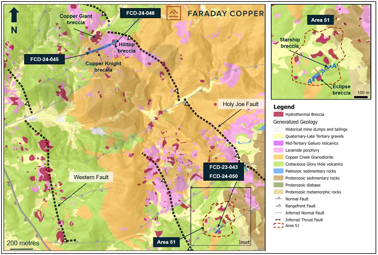 Figure 1: Plan View Showing Surface Geology and Location of Drill Holes