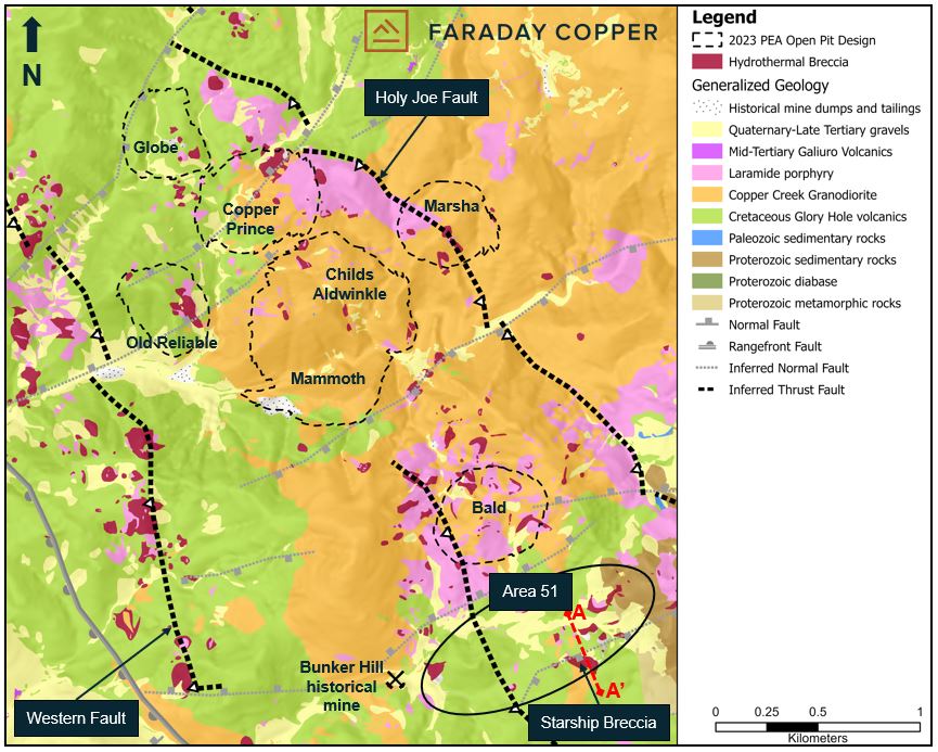 Figure 1: Plan View Showing Surface Geology and Target Location