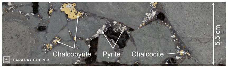 Figure 3: A typical core sample from drill hole FDY-23-041 (187.4 m to 187.6 m)