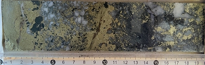 Figure 5: Cu-Ni mineralization in drill hole DDH2516T005 (83.30m depth). (CNW Group/Bravo Mining Corp.)