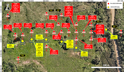 Figure 3: Drill Status/Intercepts at the T5 Cu-Au Prospect. (CNW Group/Bravo Mining Corp.)