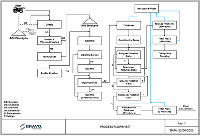 Figure 1: Process Plant Flow Sheet (CNW Group/Bravo Mining Corp.)