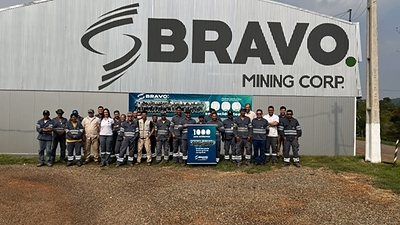 1000 consecutive days without a lost time injury (CNW Group/Bravo Mining Corp.)