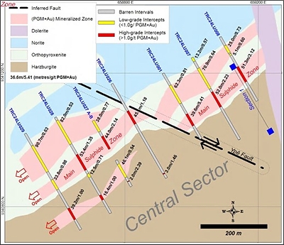 Figure 3: Trenching in the Central Sector showing supergene enrichment and lateral extents to surface mineralization. (CNW Group/Bravo Mining Corp.)