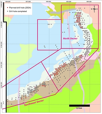 Figure 1: 2024 Planned Drill Holes (CNW Group/Bravo Mining Corp.)