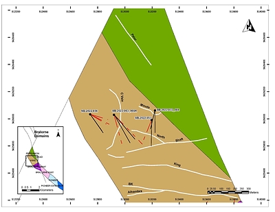 Figure 1: SB-2022-036, 044, 053 and 068A hole locations within the King block. (CNW Group/Talisker Resources Ltd)