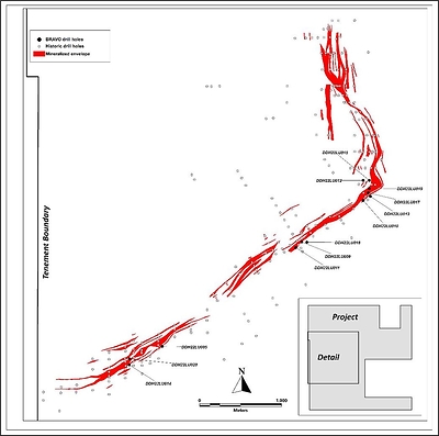 Location of Bravo Drilling Reported in this Document (CNW Group/Bravo Mining Corp.)