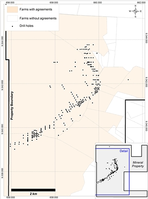 Current Status of Access Agreements in Place at Luanga Showing All Drilling to Date (CNW Group/Bravo Mining Corp.)