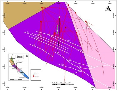 Figure 1: SB-2021-054 hole location within the Bralorne West Block. (CNW Group/Talisker Resources Ltd)