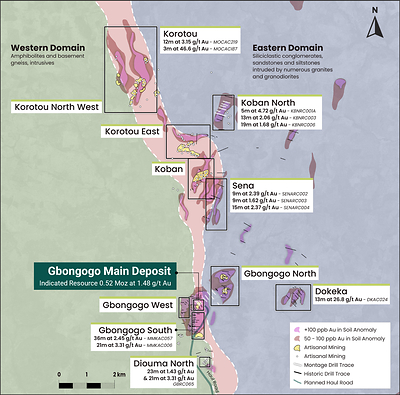 Figure 3: Cross-section looking west at Diouma North (CNW Group/Montage Gold Corp.)