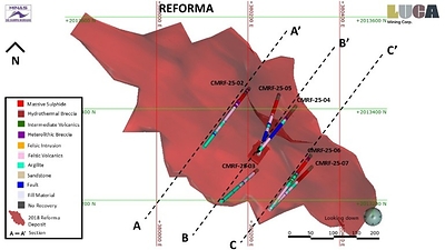 LUCA DRILLS 37 METRES OF 6 G/T GOLD, 370 G/T SILVER AND 6% ZINC AT CAMPO MORADO (CNW Group/Luca Mining Corp.)