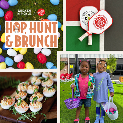 The Hop, Hunt & Brunch at Chicken N Pickle will feature scratch-made Easter brunch made with Vital Farms eggs and an array of family-friendly activities, including a free Easter egg hunt, pictures with the Easter Bunny, Bingo, and other festive activities. Prizes, such as vouchers for free Vital Farms eggs, will be up for grabs throughout the weekends.