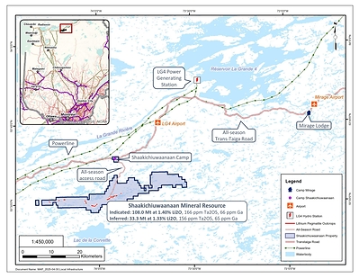 Figure 30: Shaakichiuwaanaan Property and regional infrastructure. (CNW Group/Patriot Battery Metals Inc.)