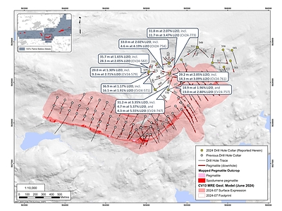 Figure 1: Drill holes completed to date at CV13. (CNW Group/Patriot Battery Metals Inc.)
