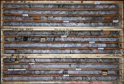 Figure 3: High-grade spodumene pegmatite intercept in drill hole CV24-470 at CV13. Core grades ~3.0% Li2O over interval presented (137.7 m to 150.5 m) and 6.33% Li2O from 147.5 m to 148.4 m. (CNW Group/Patriot Battery Metals Inc)