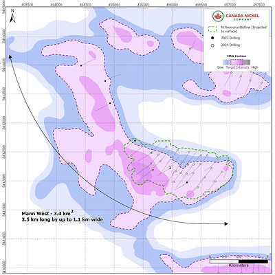 Figure 1. Plan View of Mann West Nickel Sulphide Resources, Mann West Nickel Sulphide Project, Ontario. (CNW Group/Canada Nickel Company Inc.)