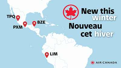 Air Canada today announced it is further expanding its winter 2025-26 network by resuming non-stop service to Lima, Peru with twice weekly flights from both Montreal and Toronto. (CNW Group/Air Canada)