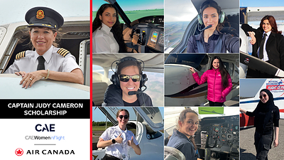 In celebration of International Women's Day on March 8, Air Canada and CAE proudly announce the eight winners of the 2025 Captain Judy Cameron Scholarships. (CNW Group/Air Canada)