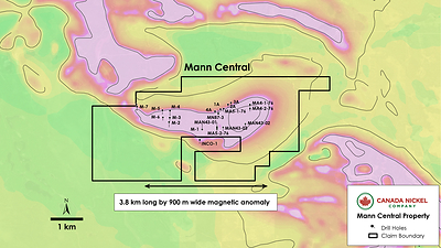 Canada Nickel - Figure 3 Mann Central Property (CNW Group/Canada Nickel Company Inc.)