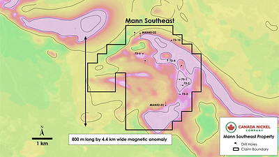 Canada Nickel - Figure 5 Mann Southeast Property (CNW Group/Canada Nickel Company Inc.)
