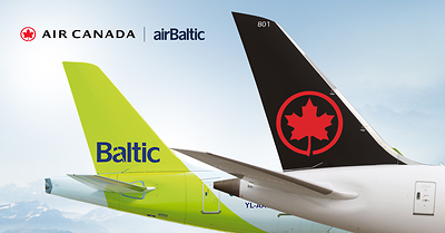 Effective for travel beginning November 6, 2024, Air Canada's marketing code will be placed on 10 routes operated by airBaltic, enabling customers to travel conveniently to Latvia, Estonia and Lithuania on a single ticket. (CNW Group/Air Canada)