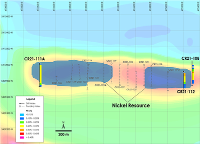 Figure 4 – East Zone – Nickel Intersections (CNW Group/Canada Nickel Company Inc.)