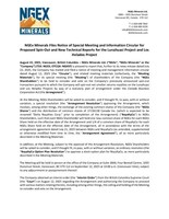 NGEx Minerals Files Notice of Special Meeting and Information Circular for Proposed Spin-Out and New Technical Reports for the Lunahuasi Project and Los Helados Project (CNW Group/NGEx Minerals Ltd.)
