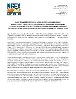 NGEX DRILLS 509 METRES AT 1.33% COPPER EQUIVALENT AND 328 METRES AT 1.10% COPPER EQUIVALENT AT LUNAHUASI, CONFIRMING EXTENSIVE PORPHYRY-RELATED STOCKWORK MINERALIZATION IN ADDITION TO EXTENSIONS OF PREVIOUSLY REPORTED HIGH-GRADE COPPER-GOLD-SILVER VEINS (CNW Group/NGEx Minerals Ltd.)