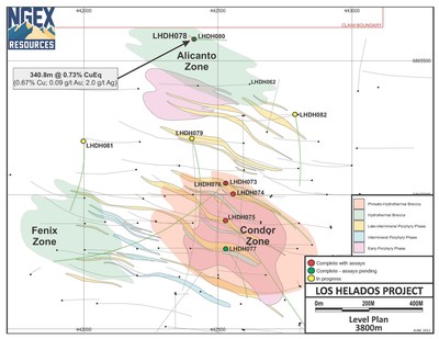 LHDH078: Results released today; tested for confirmation and extension of a third structural corridor; discovered
high-grade Alicanto Zone as confirmation of this third corridor (CNW Group/NGEx Minerals Ltd.)