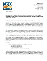 NGEx Minerals Reports 1,290m at 0.74% CuEq including 142m at 1.38% CuEq in Second High-Grade Zone, Confirming Existence of at Least Two Separate High-Grade Centres at Los Helados (CNW Group/NGEx Minerals Ltd.)