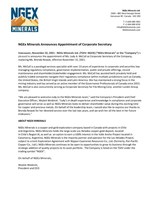 NGEx Minerals Announces Appointment of Corporate Secretary (CNW Group/NGEx Minerals Ltd.)
