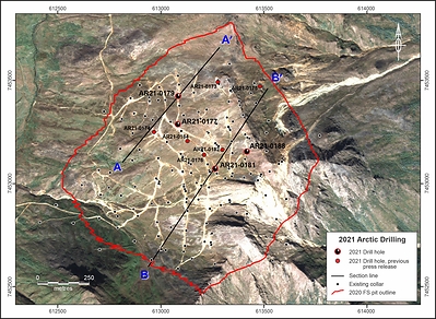 Figure 1. Location of Drill Holes from the Arctic Infill Drilling Program (CNW Group/Trilogy Metals Inc.)
