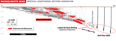Figure 3: Musselwhite Long Section Overview, Directional Drill Program (CNW Group/Orla Mining Ltd.)