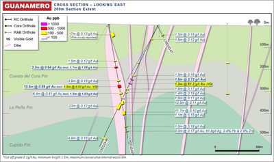 Figure 7: Camino Rojo Regional Exploration Program: Guanamero Results (Vertical Section) (CNW Group/Orla Mining Ltd.)