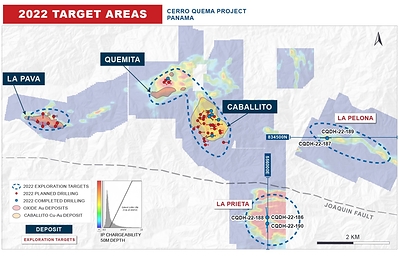 Figure 5: Cerro Quema – 2022 Target Areas (CNW Group/Orla Mining Ltd.)