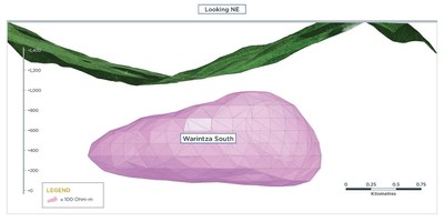 Figure 3 – 3D Long Section Looking Northeast at Warintza South (CNW Group/Solaris Resources Inc.)