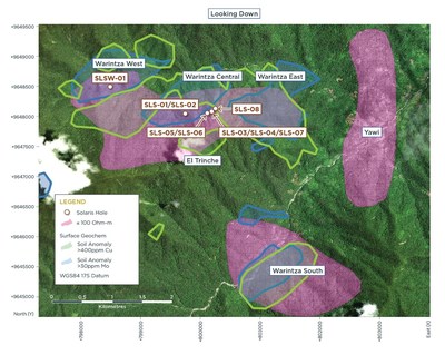 Figure 1 – Plan View of Geophysics Overlayed with Drilling and Geochemistry (CNW Group/Solaris Resources Inc.)