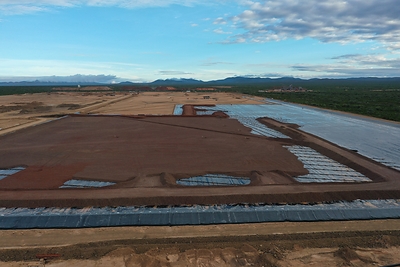 Figure 3: Heap Leach Pad (with placement of overliner material) (CNW Group/Orla Mining Ltd.)