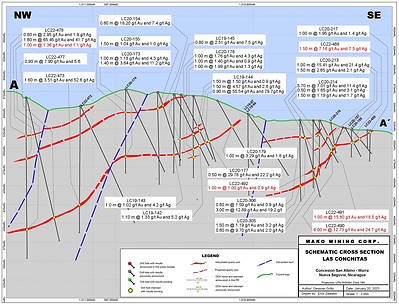 Figure 2 – Cross Section (CNW Group/Mako Mining Corp.)
