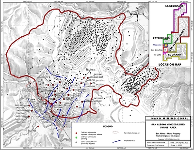 Figure 1. San Albino Mine Drilling Program (CNW Group/Mako Mining Corp.)
