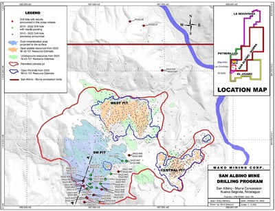 Figure 1. San Albino Mine Drilling Program (CNW Group/Mako Mining Corp.)