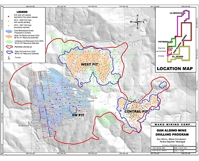 Figure 1. San Albino Mine Drilling Program (CNW Group/Mako Mining Corp.)