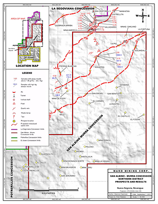 San Albino - Murra Concession Northern District Prospects and Results (CNW Group/Mako Mining Corp.)