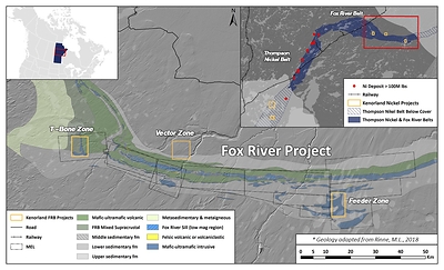 Figure 1. Map of the Fox River Belt geology highlighting Kenorland’s Fox River Belt project (CNW Group/Kenorland Minerals Ltd.)