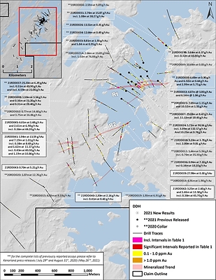 Figure 2. Plan Map of Reported Drilling (CNW Group/Kenorland Minerals Ltd.)