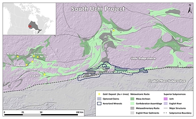 Figure 1. South Uchi Project Location (CNW Group/Kenorland Minerals Ltd.)