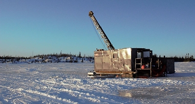 Figure 2. Drilling now underway at Regnault (CNW Group/Kenorland Minerals Ltd.)