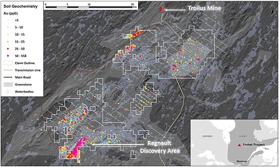 Figure 3. Map of the Frotet Project (CNW Group/Kenorland Minerals Ltd.)